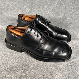 VTG Kenneth Cole NY Derby Oxford Dress Shoes Square Toe Black Leather Mens 9.5